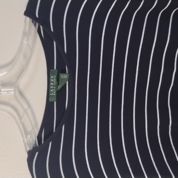 Lauren Ralph Lauren Navy and White Striped Long Sleeve Shirt 100% Cotton XL - Picture 3 of 13